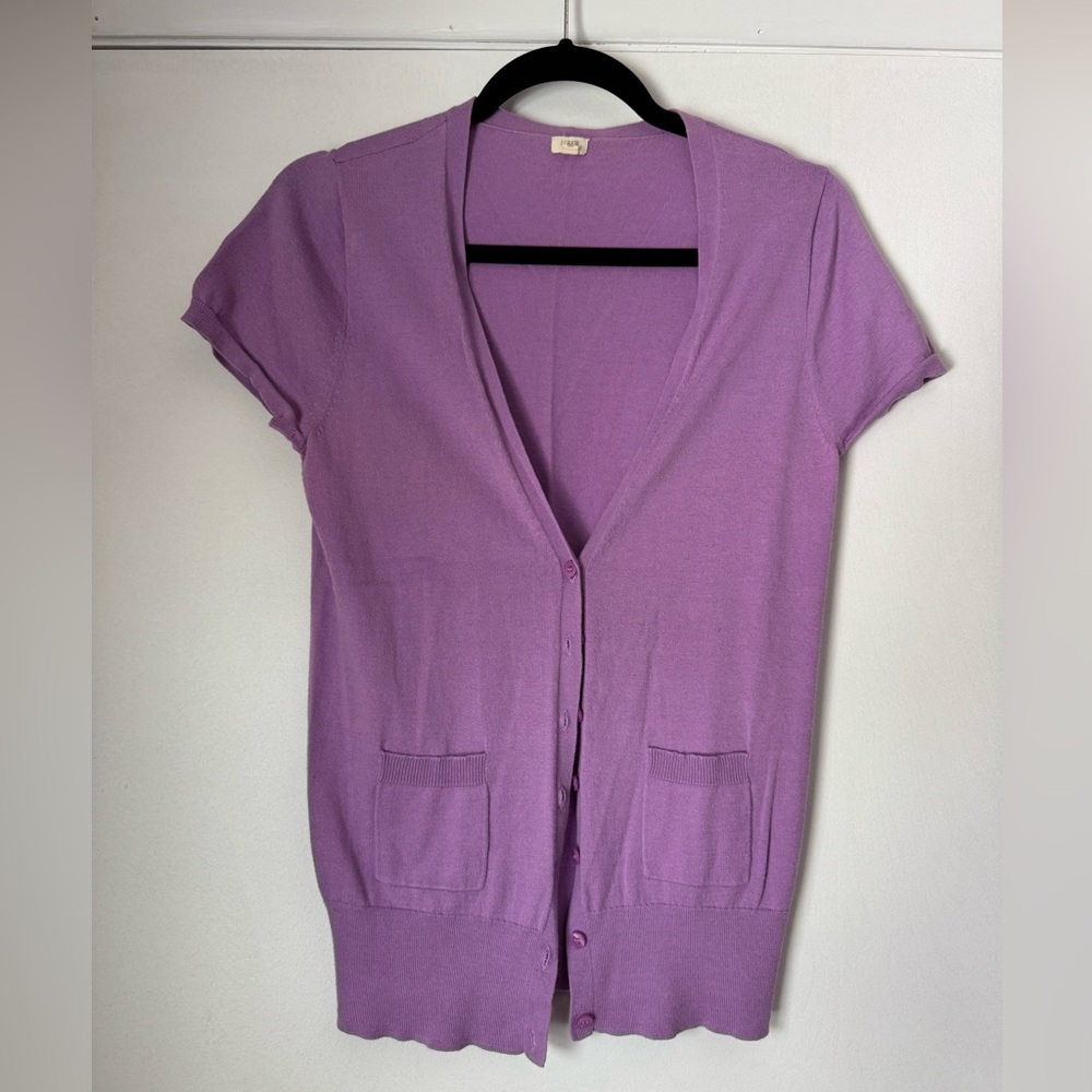 J. Crew Purple Cardigan V-Neck Lightweight Knit